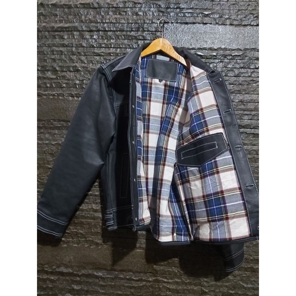 jaket kulit pria Trucker