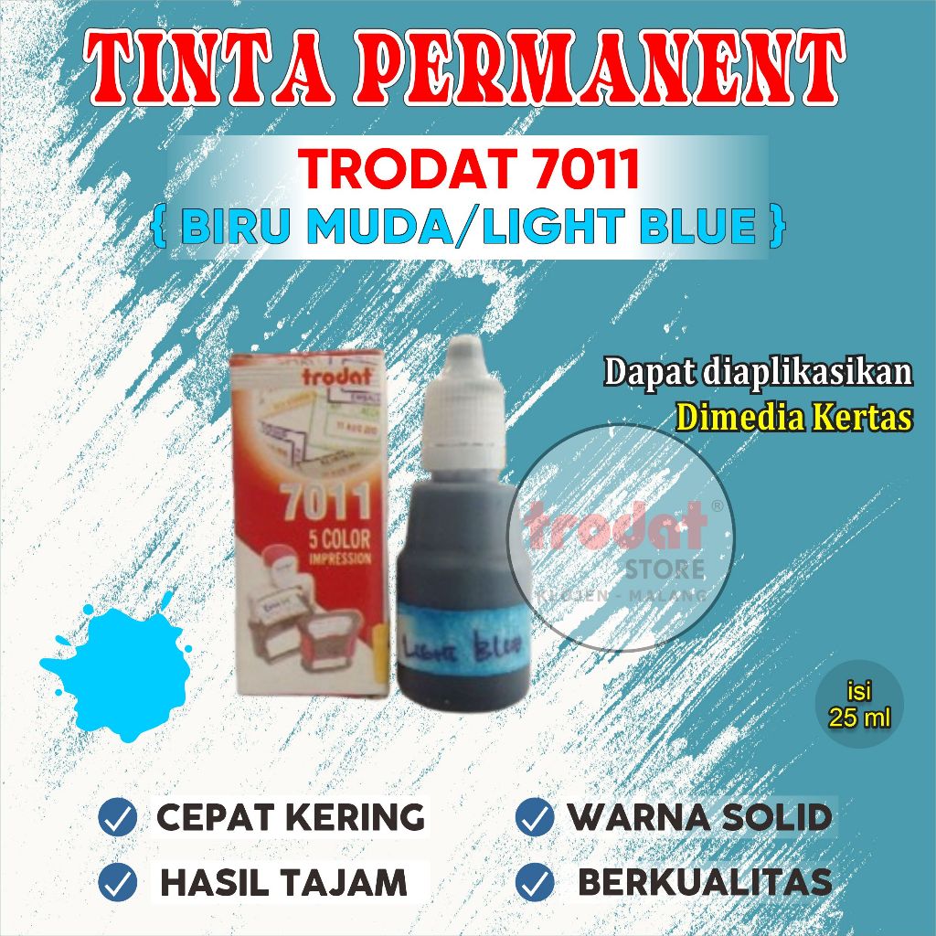 

Tinta Trodat 7011 LIGHT BLUE / Warna BIRU MUDA/ Refil tinta Trodat Original