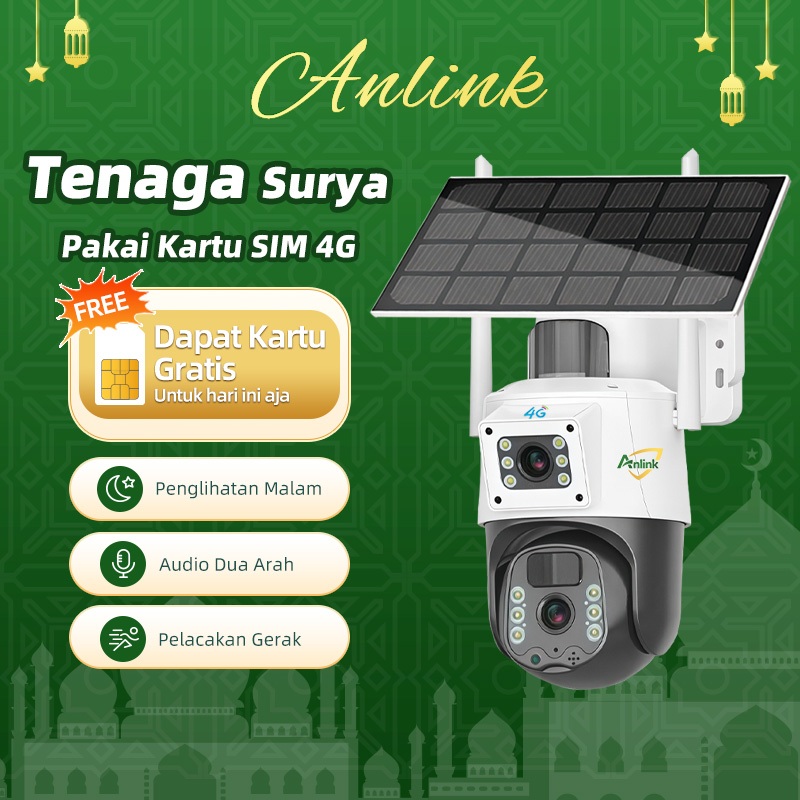 CCTV Solar 4G Outdoor 1080P Tanpa WiFi Night Vision Audio 2 Arah Alarm Tahan Hujan Tanpa Bulanan