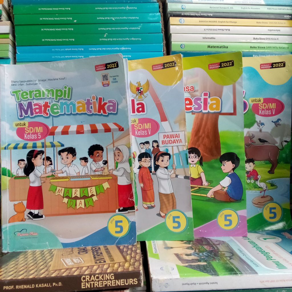 Buku Bekas Terampil Berbahasa Indonesia, Terampil Matematika, Cerdas Ipas, Pendidikan Pancasila, PJO