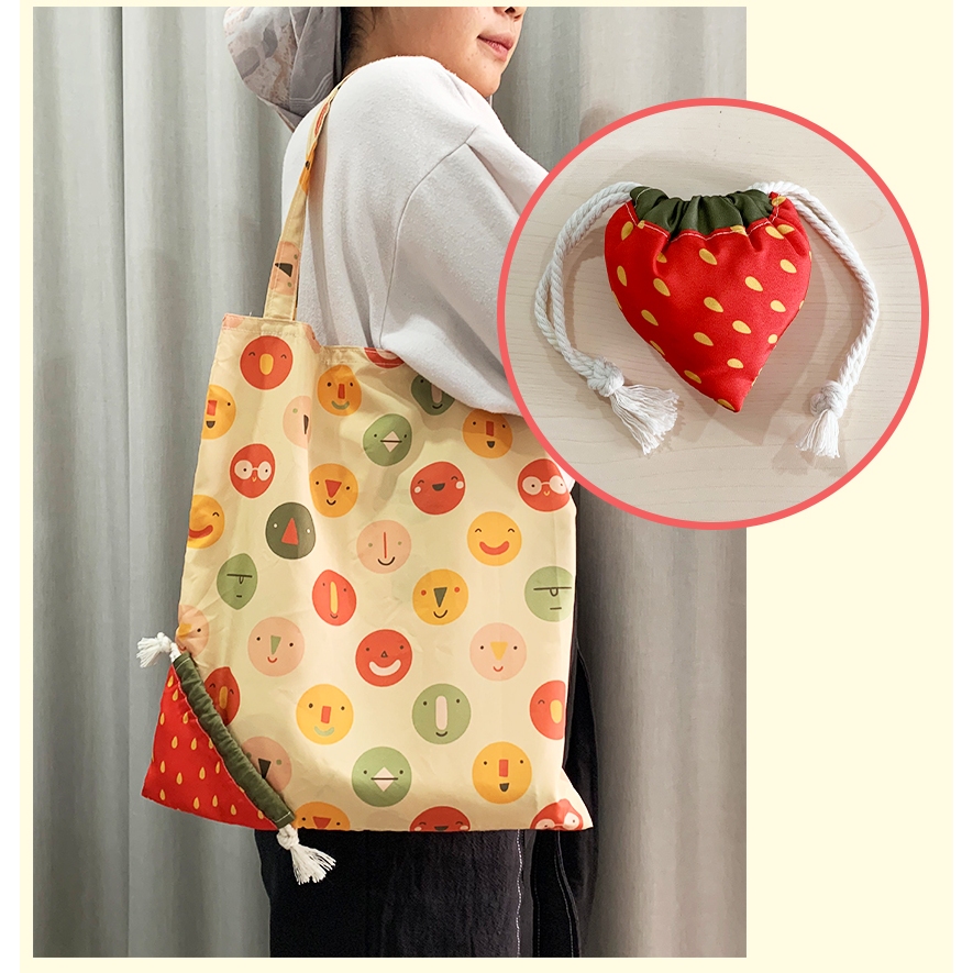 Strawberry Bag Custom / Tas Lipat Strawberry Totebag - Arlie Percetakan Kain