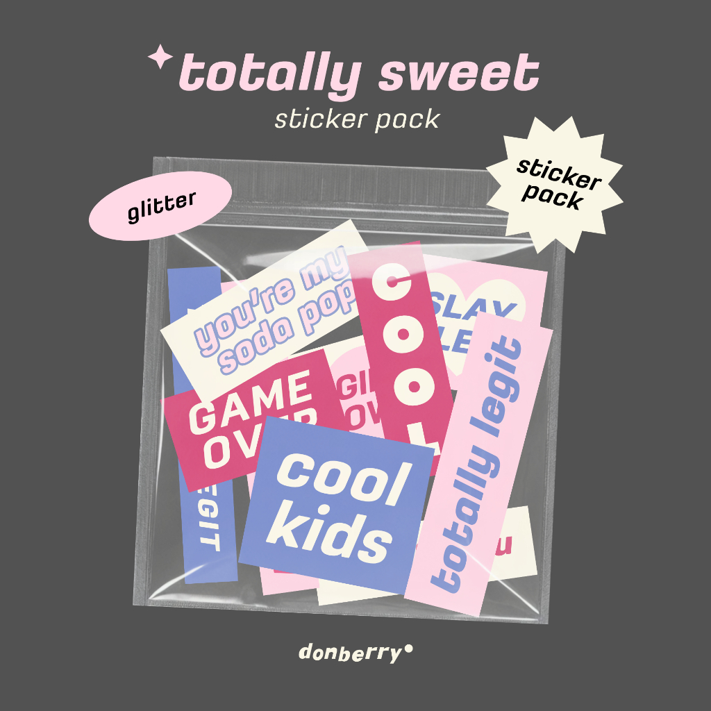 

donberry - Totally Sweet Sticker Pack | stiker glitter vinyl die cut aesthetic lucu journaling bujo scrapbook