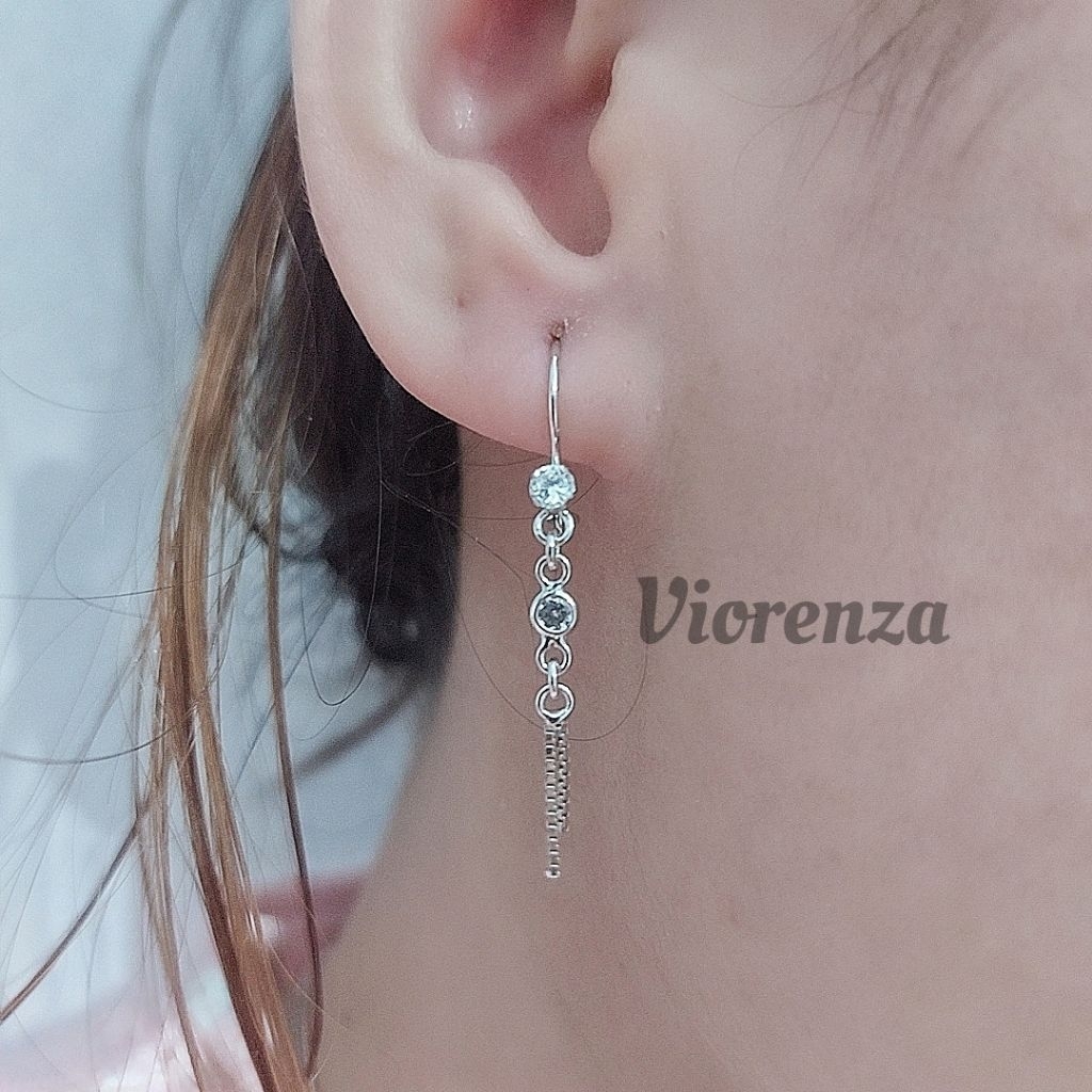 ANTING PANJANG VARIASI PERAK 925 LAPIS EMAS PUTIH / PERHIASAN ANTING  SILVER WANITA / PERAK ASLI  /A
