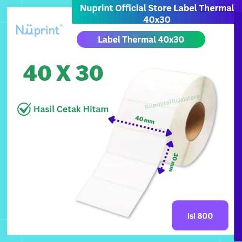 

NUPRINT STIKER LABEL THERMAL40X30 - 40 X 30 ISI 800