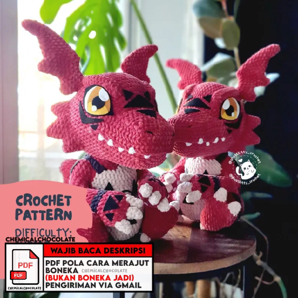 [CROCHET PATTERN] Guilmon the Curios Digimon