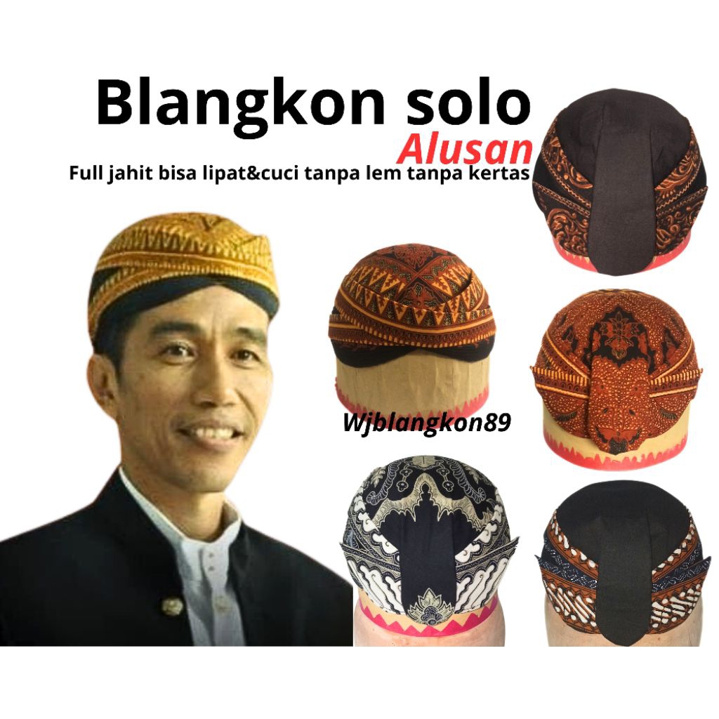 blangkon solo full jahit bisa lipat bisa cuci tanpa lem tanpa kertas