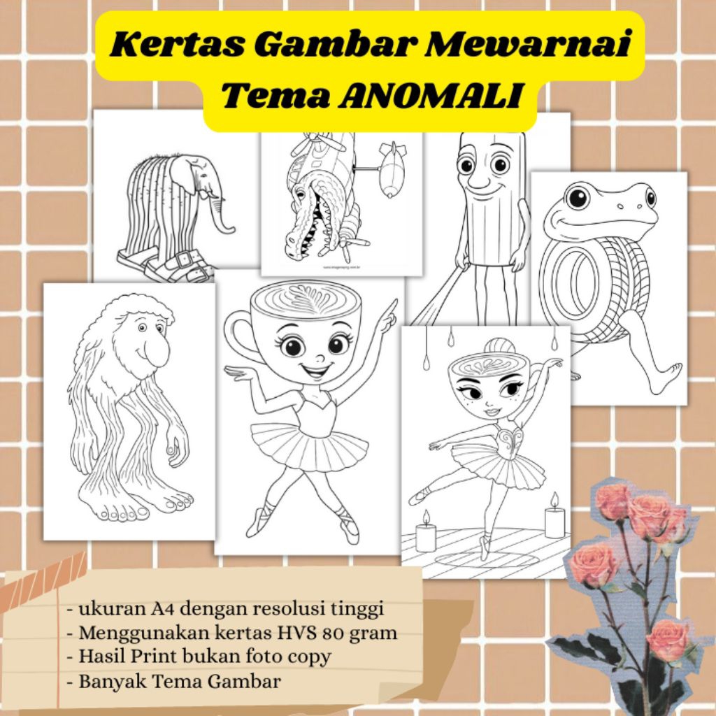 

20 LEMBAR KERTAS MEWARNAI ANAK TEMA ANOMALI (READY LANGSUNG KIRIM)