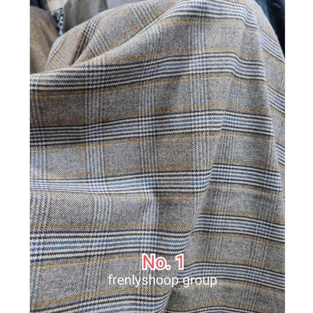 Kain  Celana Jas semi wool kotak kotak dan salur / Kain semi wool kotak (hrg 0.5 mtr)
