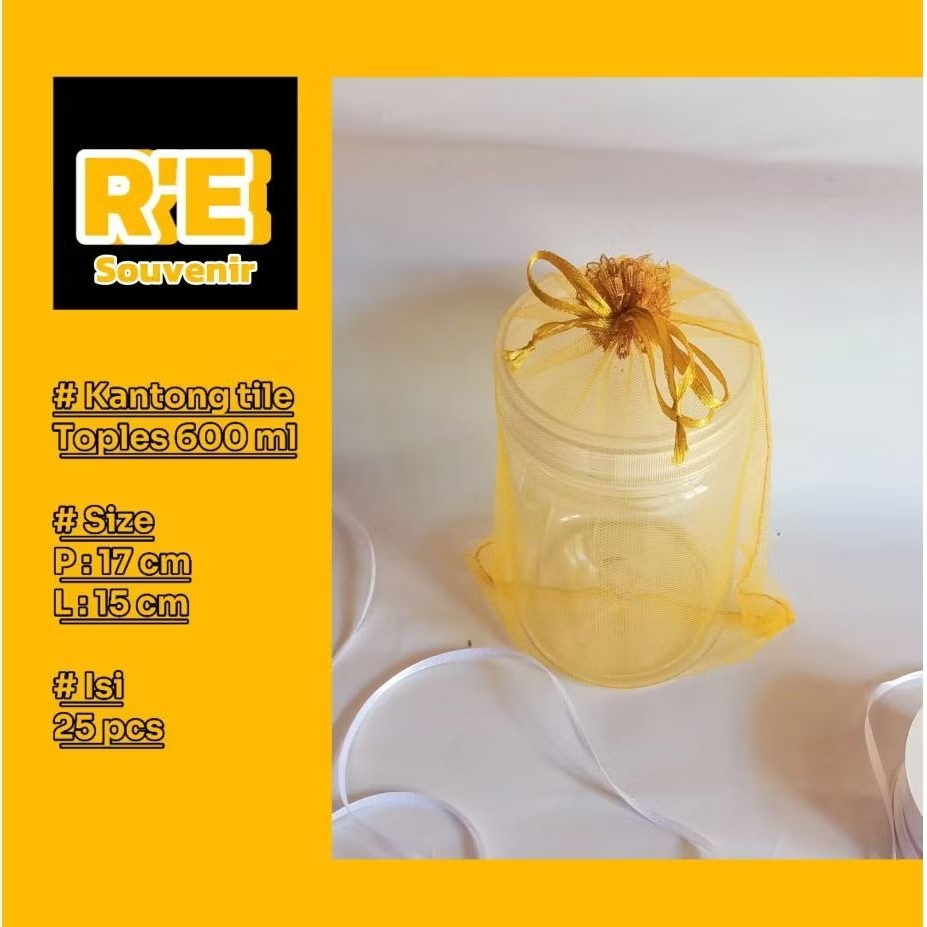 

(25pcs) kantong tile toples 600ml .size15x17 cm.tile serut /wadah souvenir.