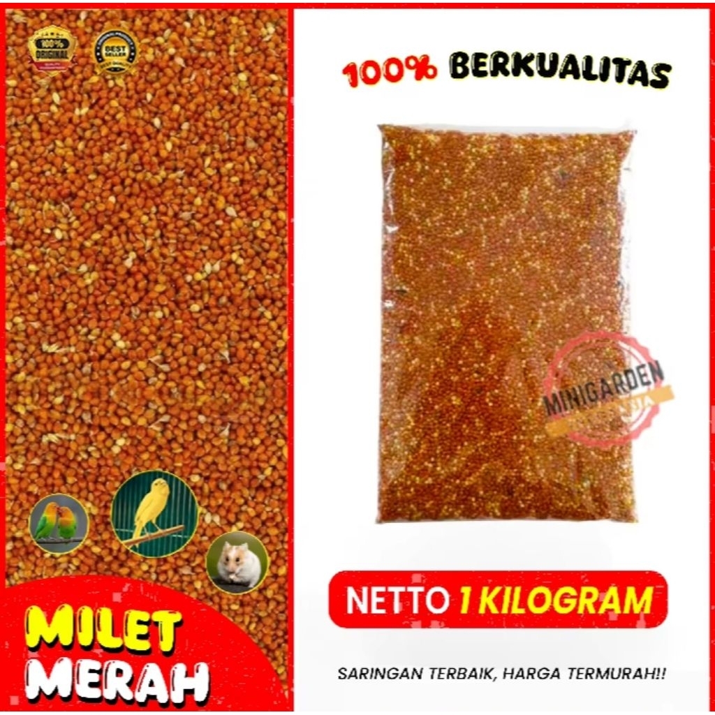 MILET MERAH 1KG pakan burung milet merah bersih merk Vita milet