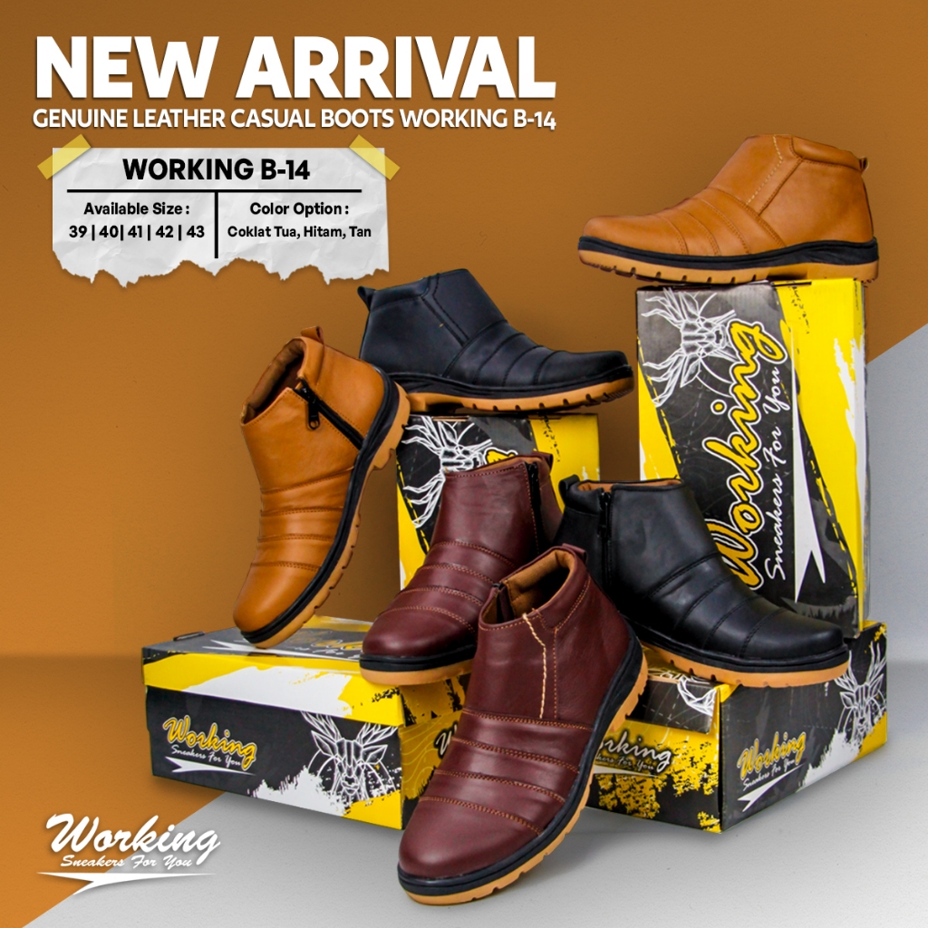 Sepatu Boot Kulit asli /sepatu safety pria