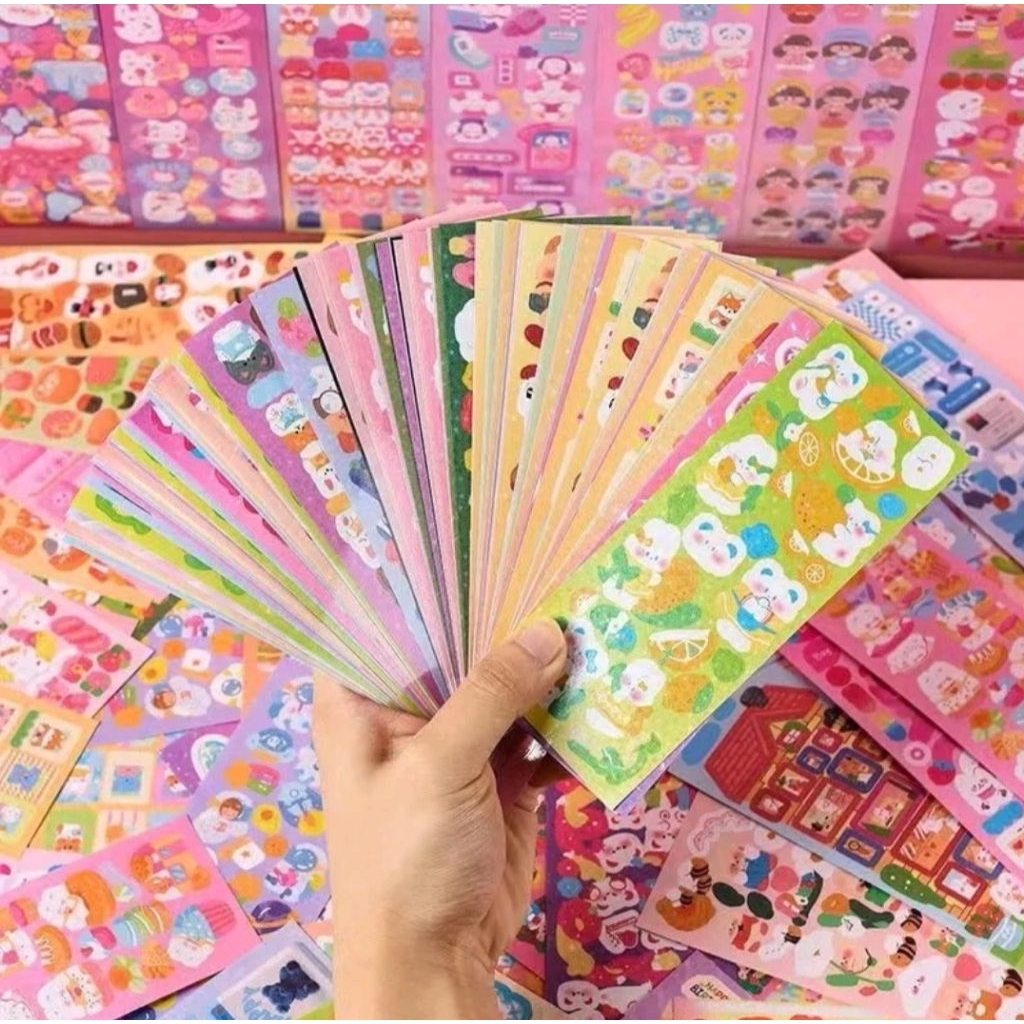 

100 Lembar Stiker Pack DIYGantungan Aklirik Dekor Sleeve Photocard Kpop Sticker Shiny Cartoon Stationery Hadiah