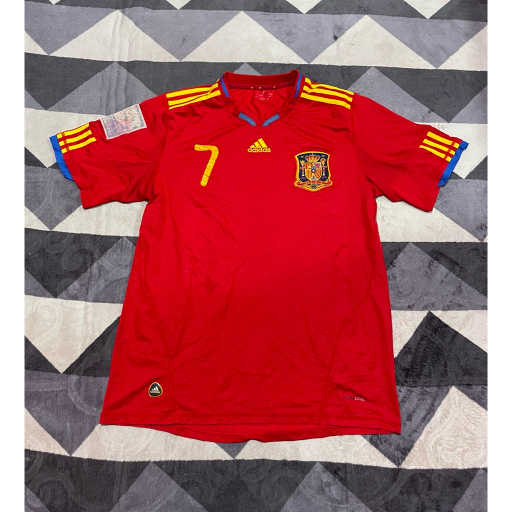 Jersey Sepakbola Spanyol 2010/2011 Home NNS #7 David Villa Original Spain Adidas P47902 Size M
