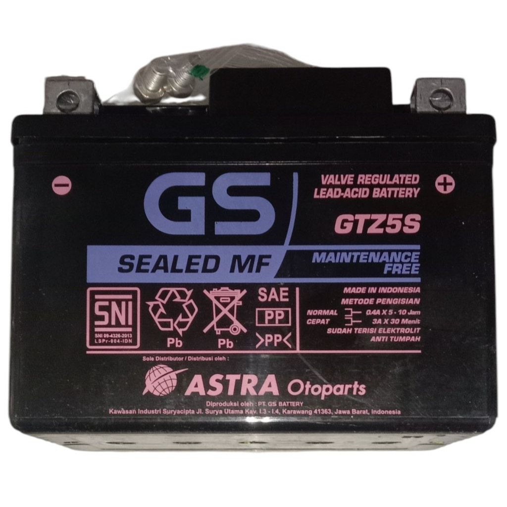AKI GS GTZ5S MF / Kering total, Original Astra Otopart, 12 volt 3.5 ampere