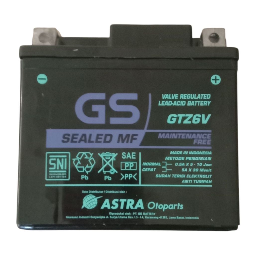 Aki GS GTZ6V MF/ Kering total, (Astra Otopart )Original 12 volt 5 ampere