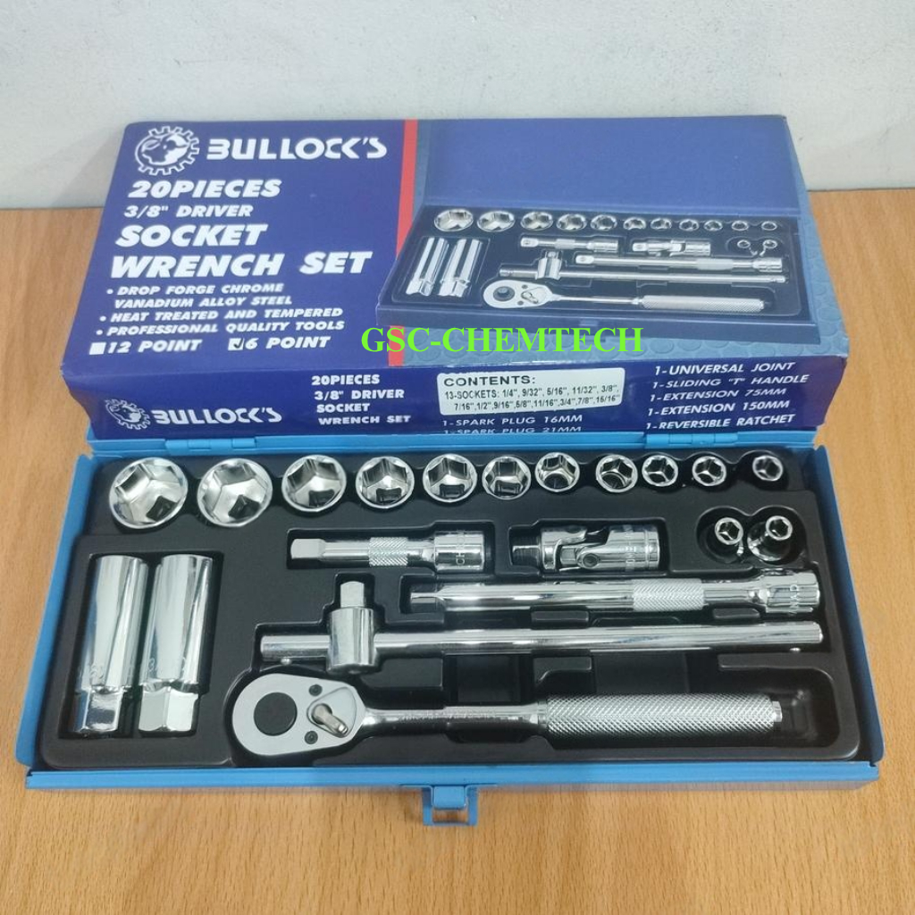 Kunci Socket Set Bullock's Inch 3/8" DR 20Pcs 1/4"-15/16" (6PT)