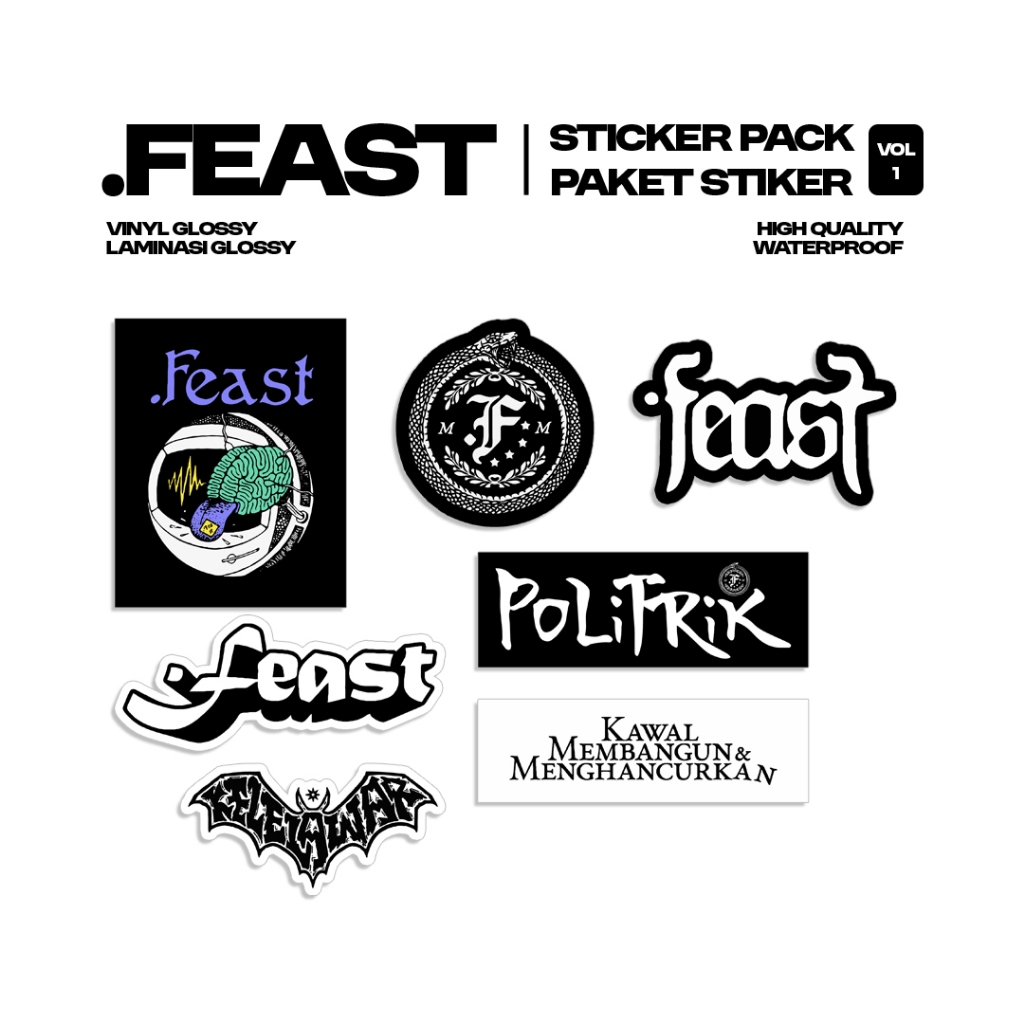 

.Feast - Sticker Pack | Stiker Band | Sticker Vinyl | Stiker Helm | Stiker Tumbler | Stiker .Feast