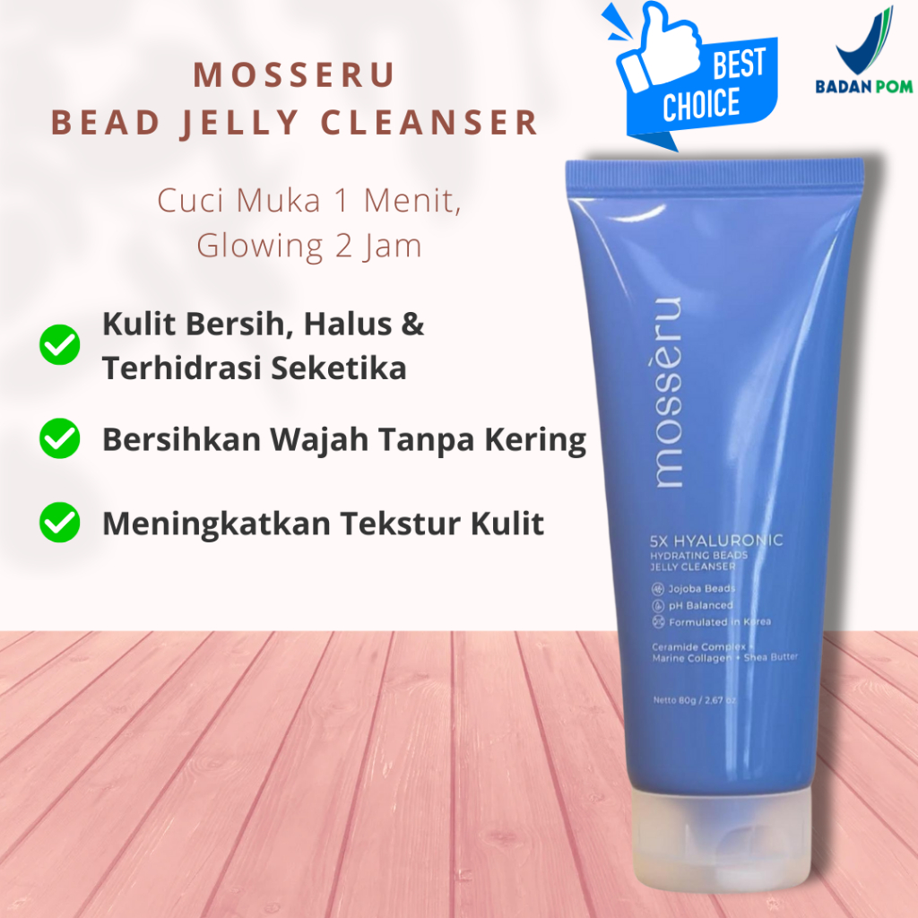MOSSERU Facial Wash 5X  Hyaluronic Hydrating Beads Jelly Cleanser | Jojoba Beads | 5X Hyaluronic Aci