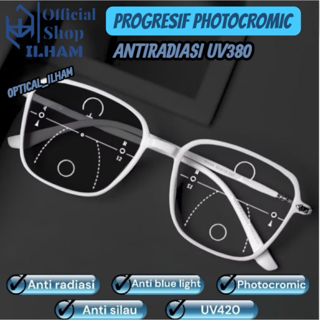 Kacamata Progresif Photochromic Pria/Wanita | Kacamata Baca dan Jalan | Kacamata Baca plus 20089 kac