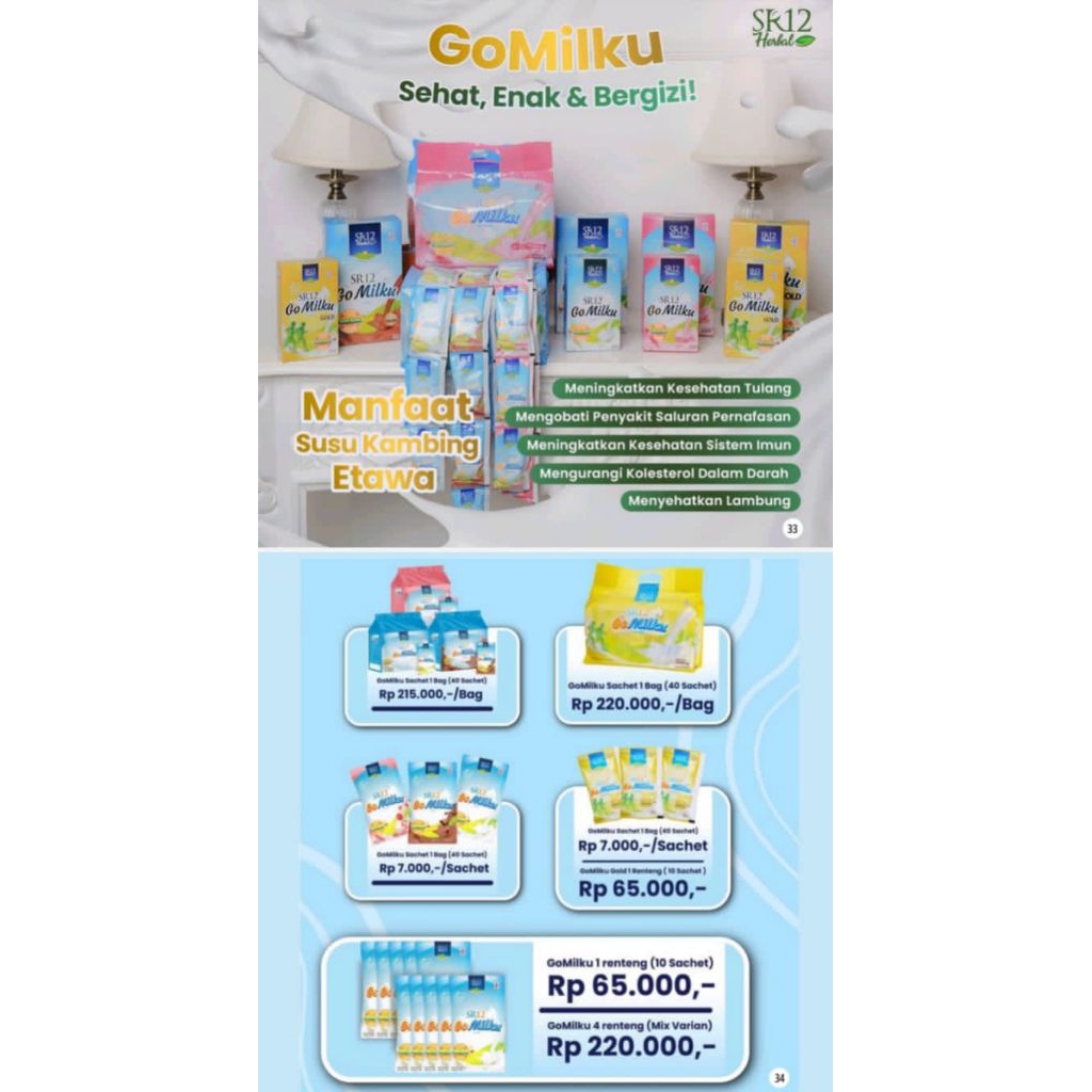 

GOMiLKU SR12 1.000 GRAM isi 40 SACHET Susu kambing etawa susu Kesehatan