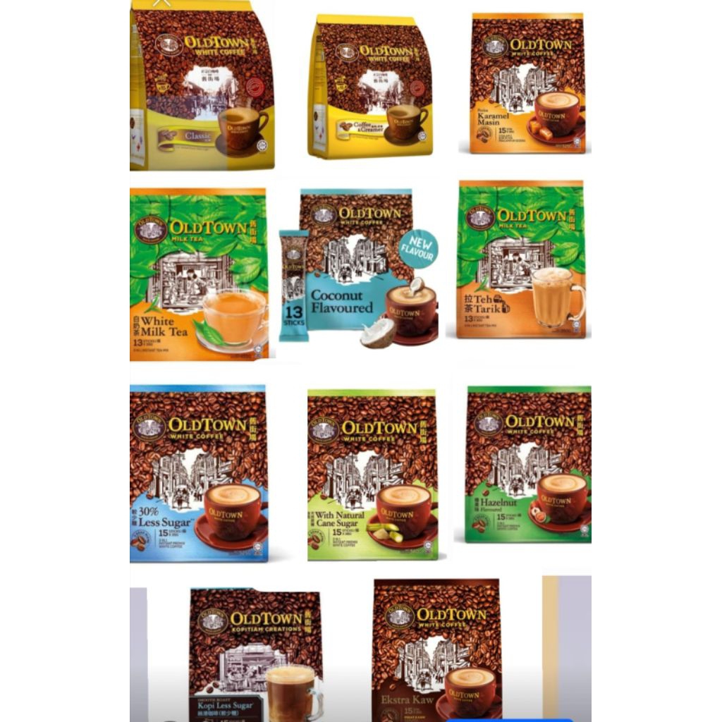

OldTown white coffee Malaysia 3in1 Classic | Hazelnut | Less sugar | Extra rich | Coffee and Creamer | Salted Caramel | Teh Tarik | Milk Tea | Coconut | Smooth Roast