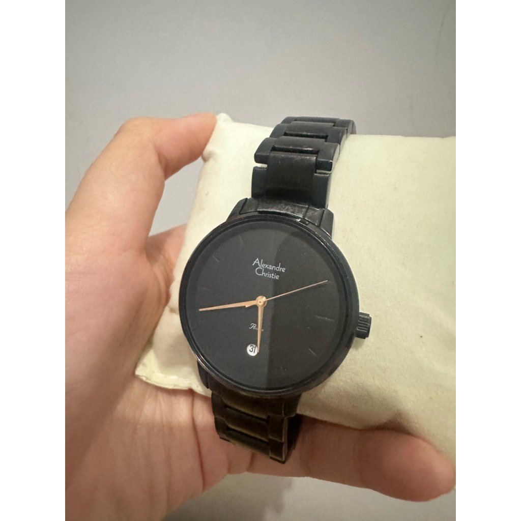 preloved Alexandre Christie 2955LD Black original full box jam tangan wanita
