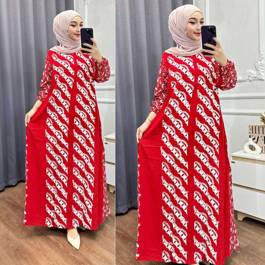 Sena Gamis Panjang Semi Jumbo Resleting Depan Busui Rayon Super Tebal Adem Halus Bernafas Berkualita