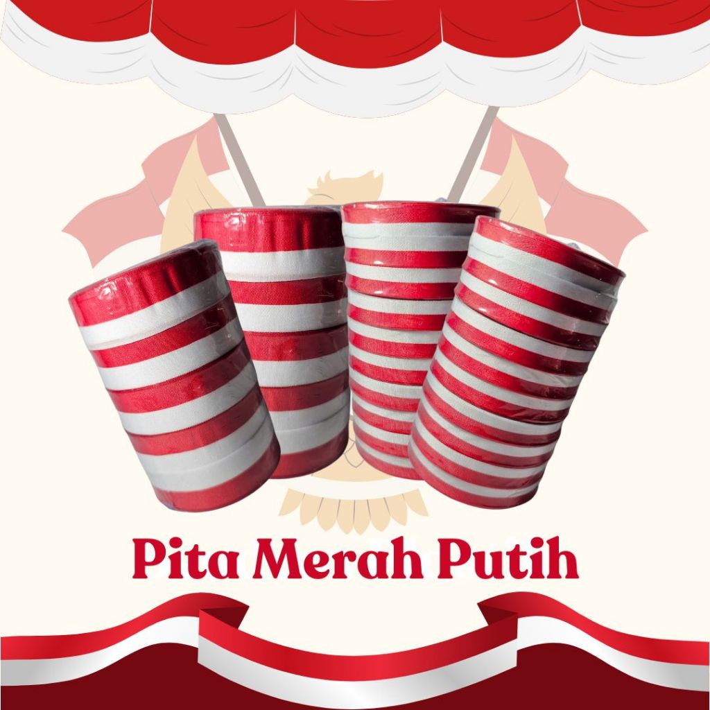 

Pita Merah Putih Motif Bendera HUT RI 1 Inch 2,5 cm dan 1 cm