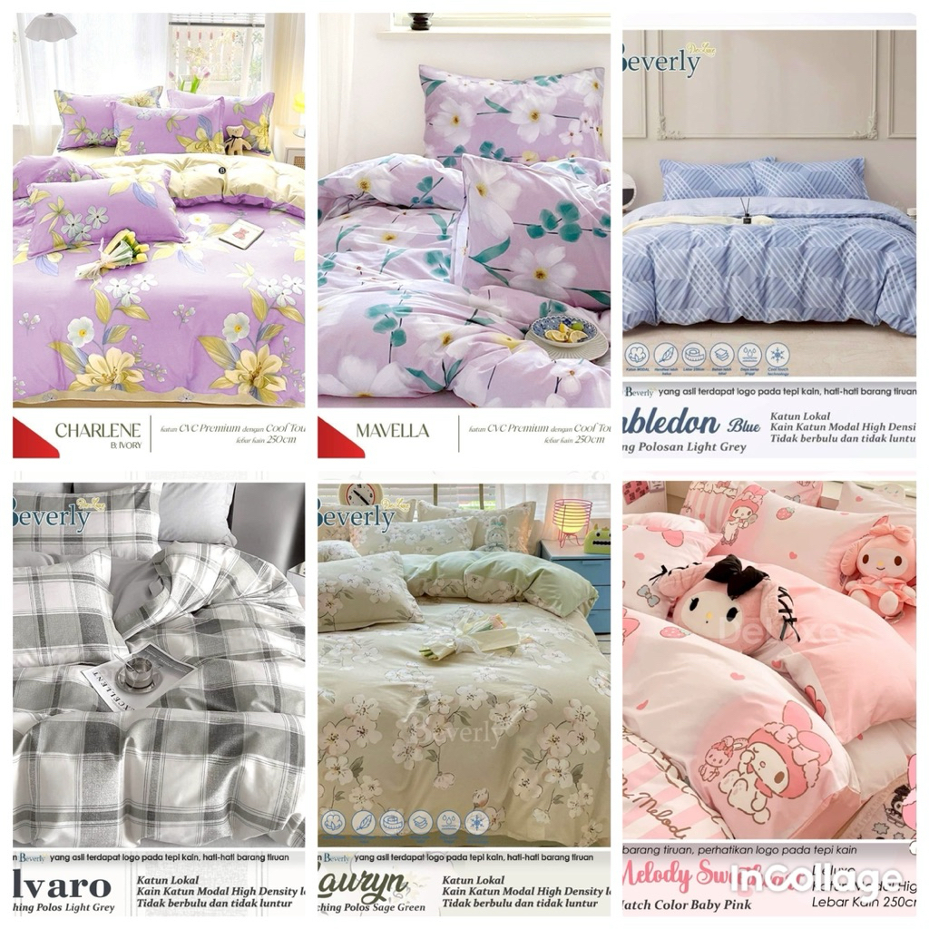 Sprei katun CVC  collection motif charlene,mavella,wimbledon,alvaro,lauryn,my melody sweetheart (sin