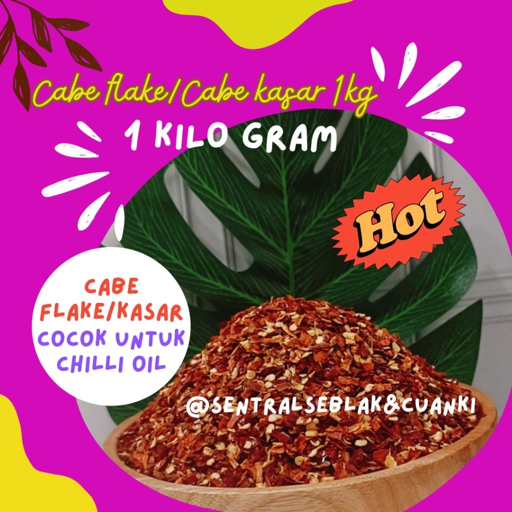 

Cabe Kasar 1kg/Cabe flake grade A chilli oil free packing aman