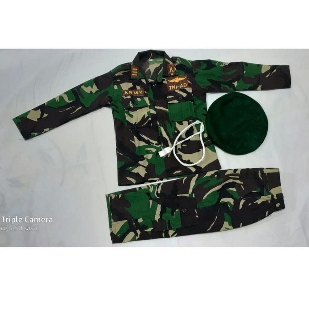 seragam profesi loreng tni ad anak - baju profesi loreng tni ad anak - seragam loreng hijau anak - b