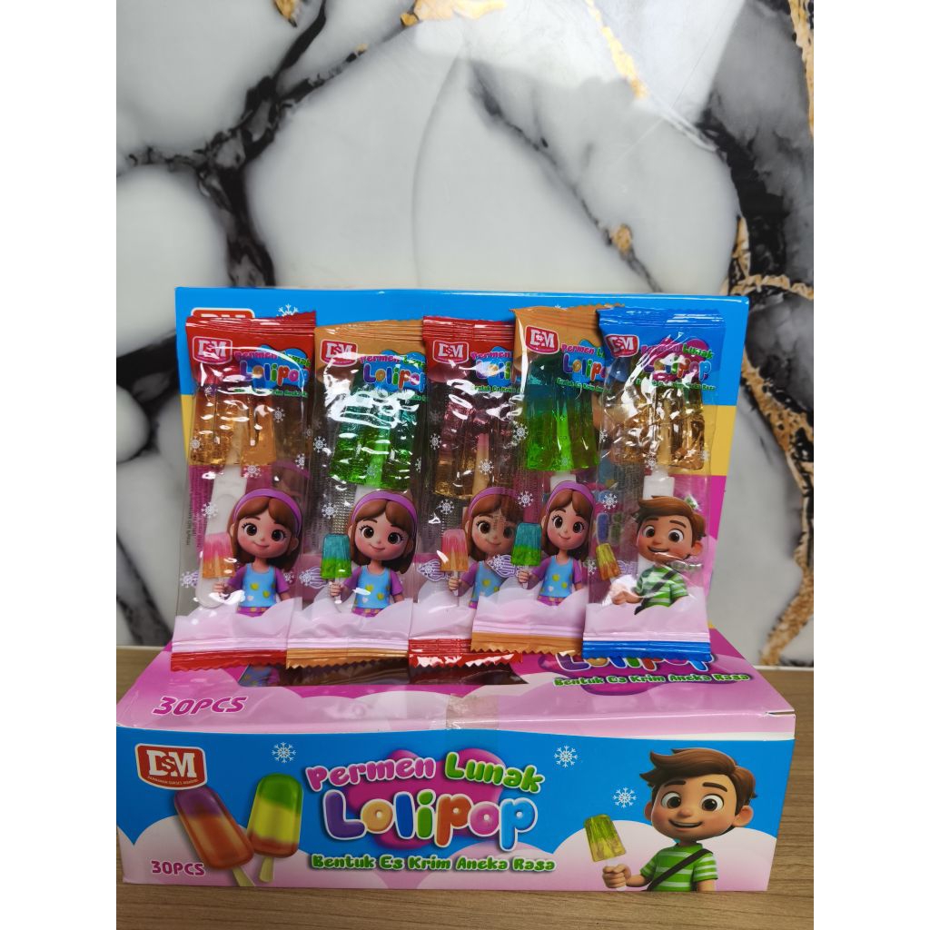 

PERMEN LUNAK LOLIPOP ICE CREAM 1 PACK ISI 30 PCS
