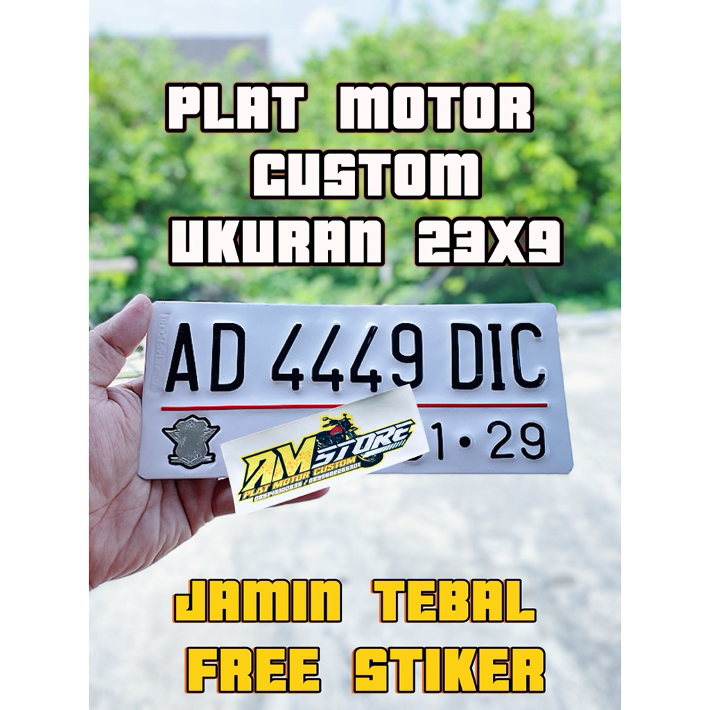 Plat motor custom satu biji plat motor custom baut tanam font standart ukuran kecil