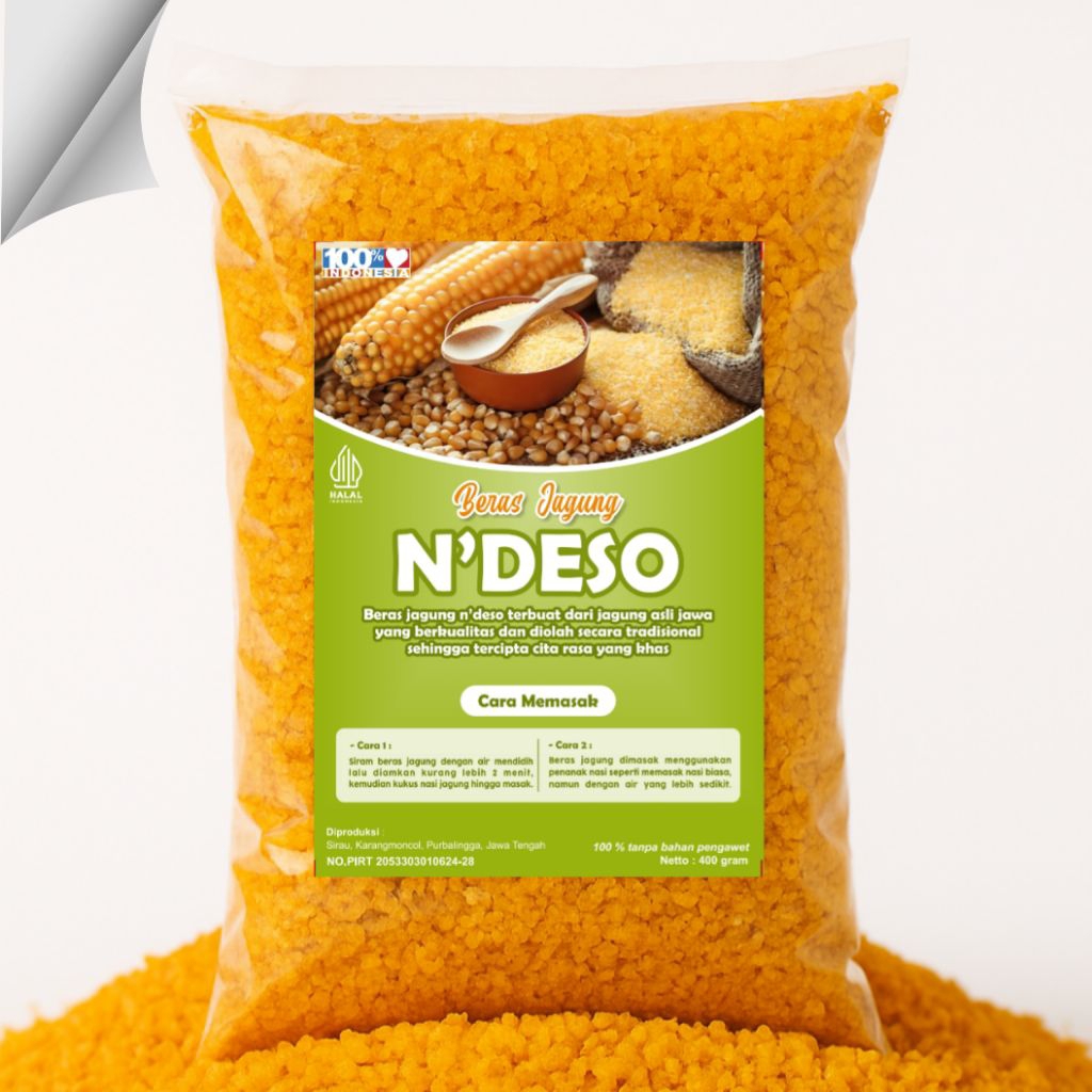 

Beras Jagung N’deso 400gr – Sehat, Enak, Cocok untuk Diet & Pengganti Nasi