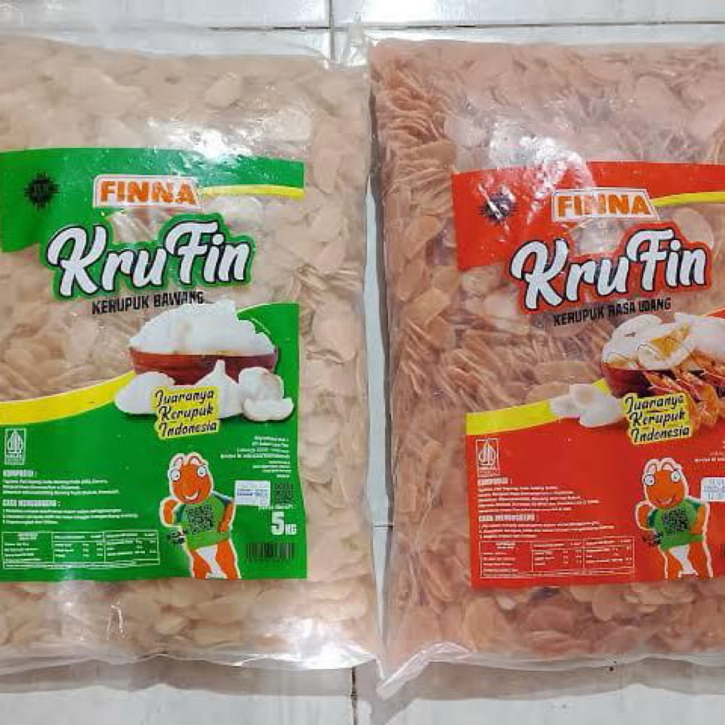

kerupuk FINNA Krufin mentah kemasan 5kg ada 2 varian rasa