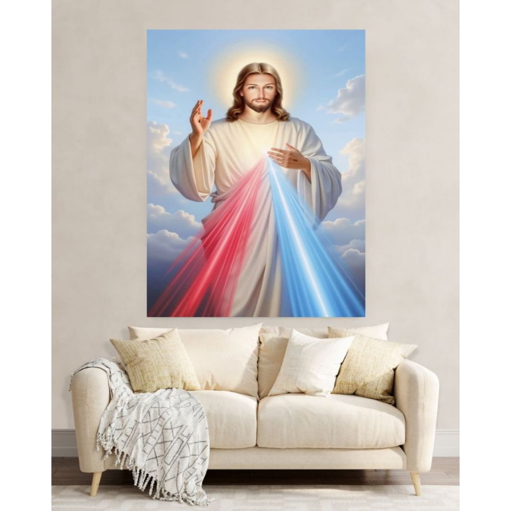 hiasan dinding TUHAN YESUS extra jumbo,lukisan cetak,poster cetak,hiasan dinding ruang tamu,kualitas
