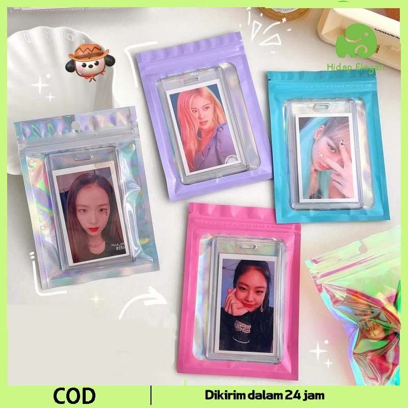 

50pcs Plastik Klip Flat Packaging Snack Aksesoris Serbaguna Plastik Klip Hologram Flat Zipper Bag Souvenir Plastik Souvenir