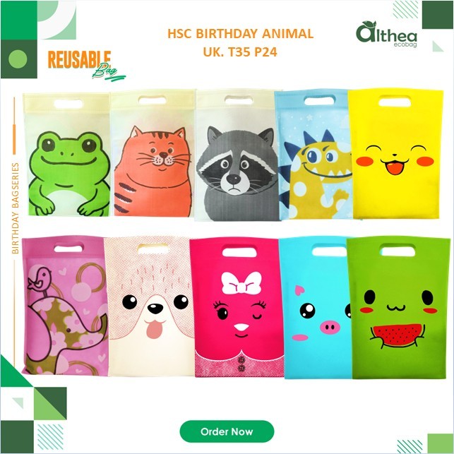 

[BISA CUSTOM] Goodie Bag Birthday Tas Animal Goodie bag Birthday ANIMAL Tas Birthday Tas bingkisan snack Ultah Anak Tas Spunbond Birthday Anak 35x24