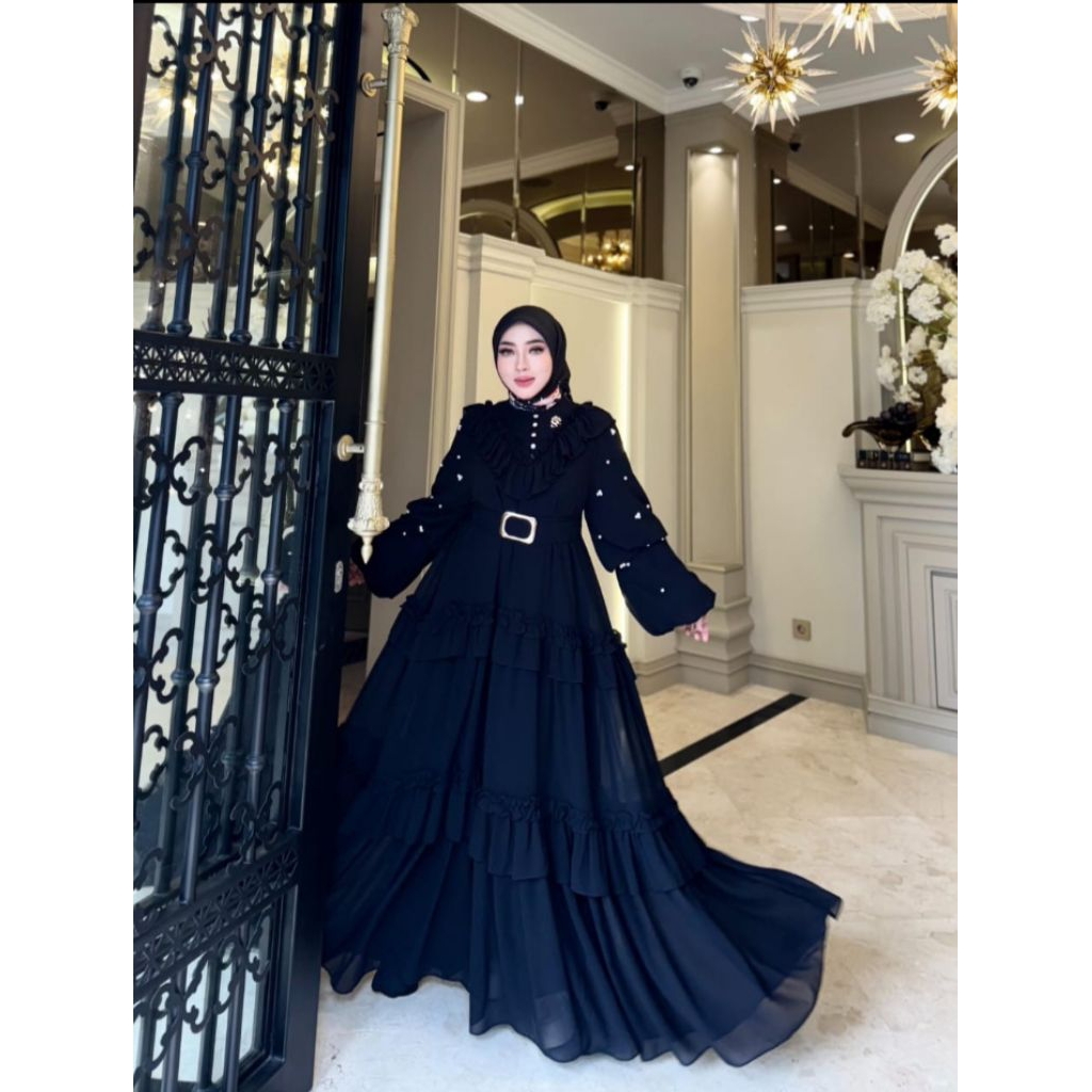 gamis polos tingkat rempel Shella saukia