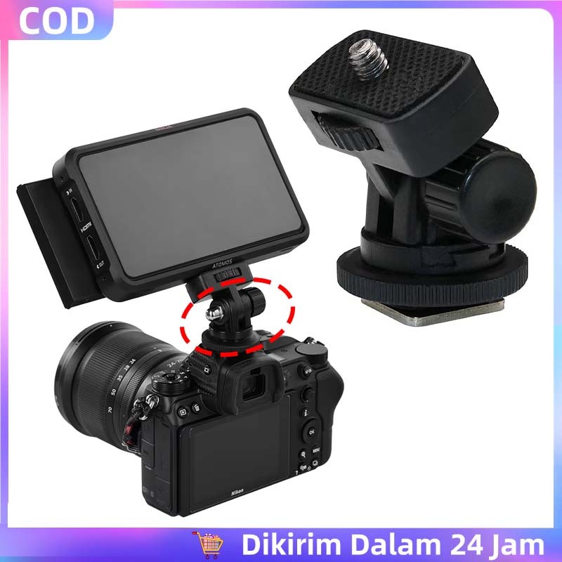 1/4" Hot Shoe Baut Quick Release Ball Head Tripod Kamera Sekrup Bola Adaptor Kepala Clamp Ball Head 