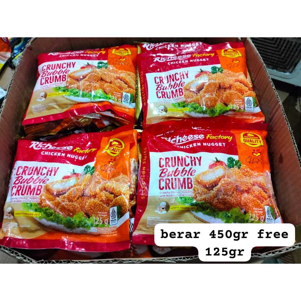 

PROMO CHICKEN NUGGET RICHEESE CRUNCHY 450 gr FREE NAGET 125 GR