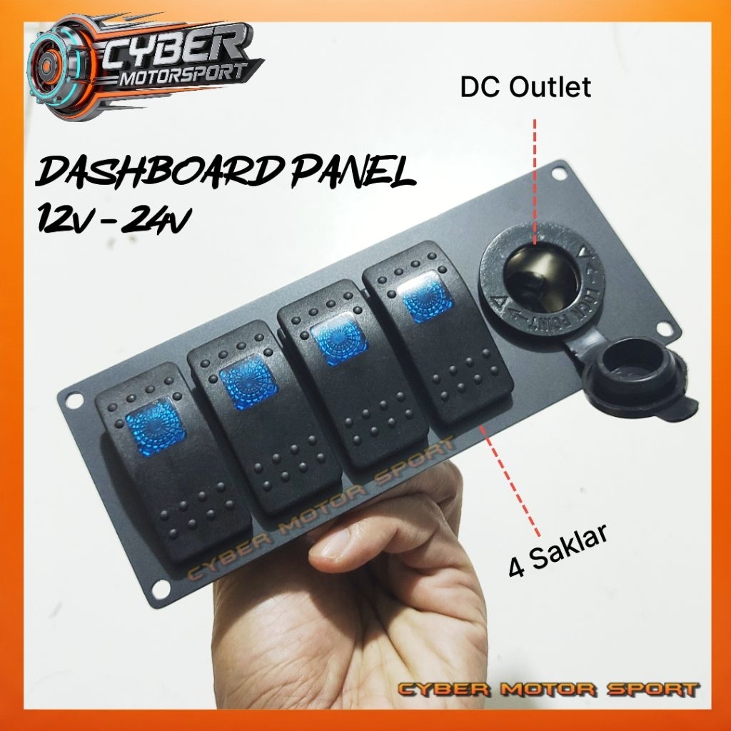 Dashboard panel mobil universal 12volt 24volt interior panel  saklar lampu DC outlet socket sakelar 