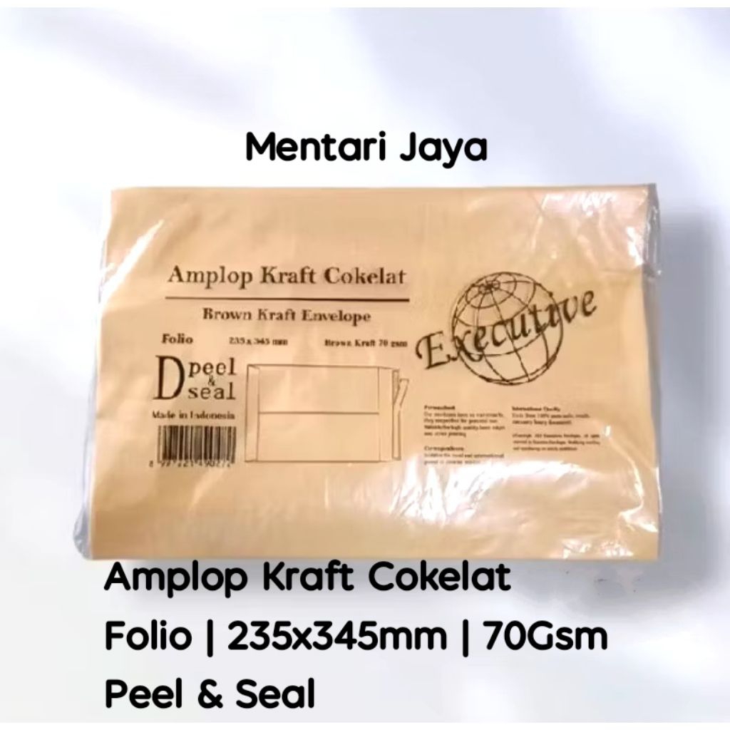 

Amplop Kraft cokelat folio EXECUTIVE Seal & Peel