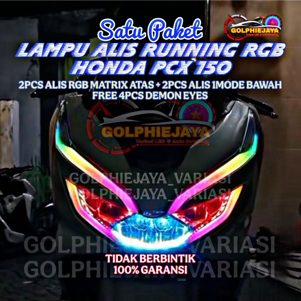 SATU SET LAMPU ALIS BLUETOOTH RGB PCX 150 FREE DEMON EYES / LED ALIS RGB MATRIX HONDA PCX 150 PNP