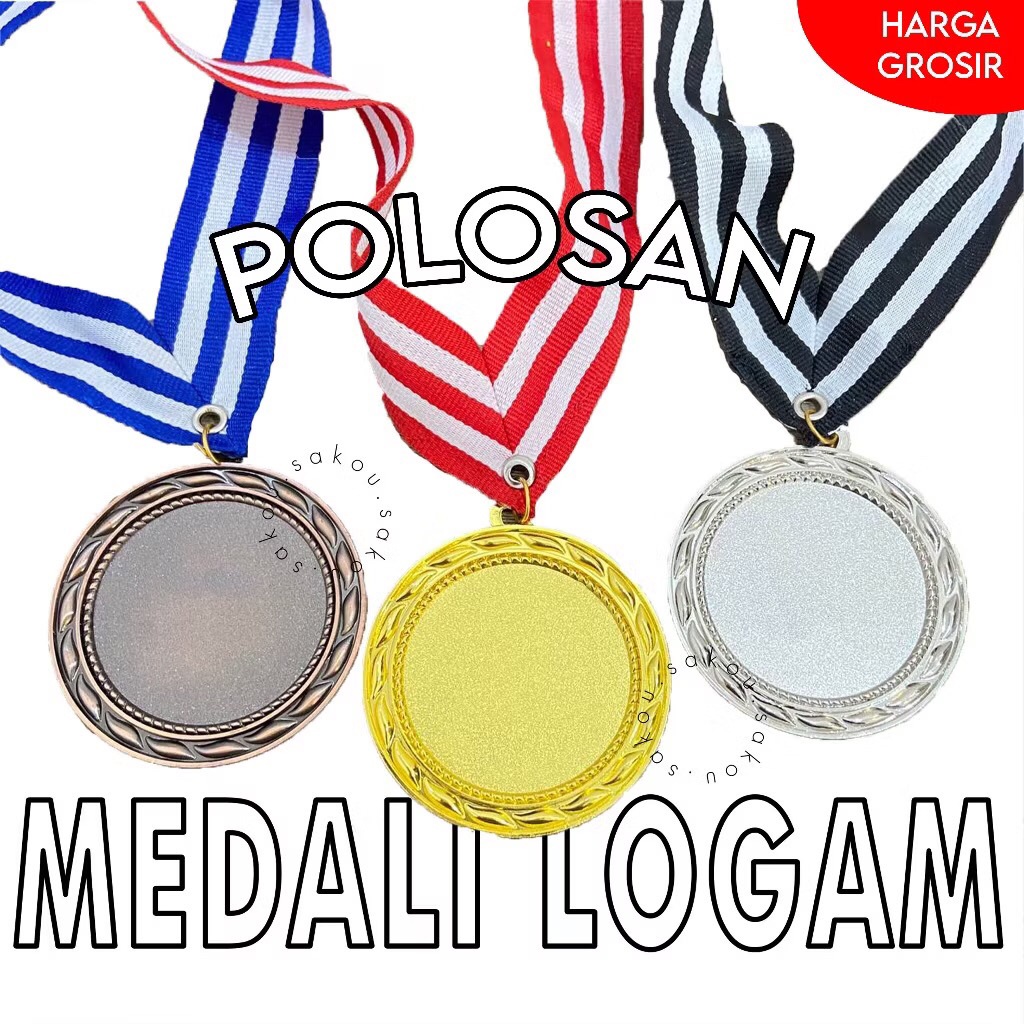 Medali Logam Polos Grosir / Medali Emas / Medali Perak / Medali Perunggu / Free Tali Medali / Medali