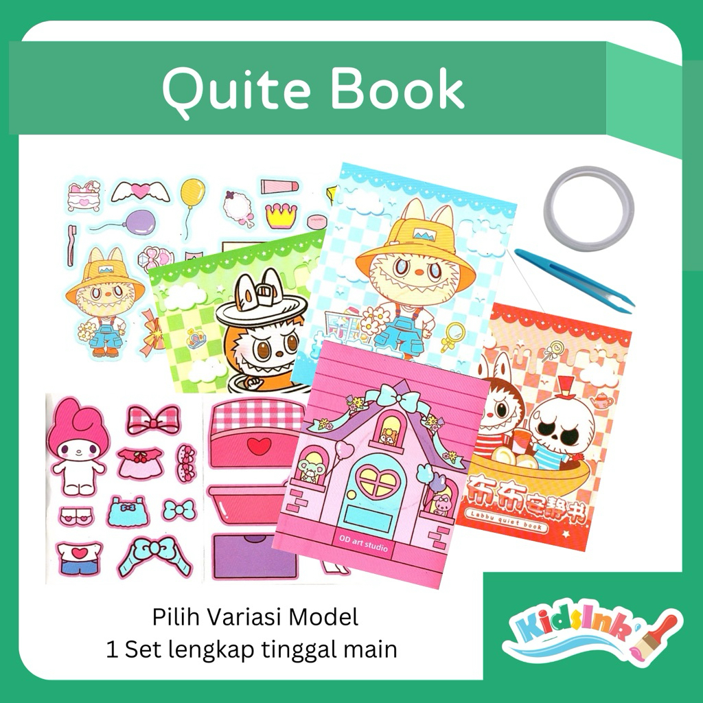 KIDSINK Quiet Book & 3D Busy Book Anak – Labubu | Sanrio | Mini Rumah