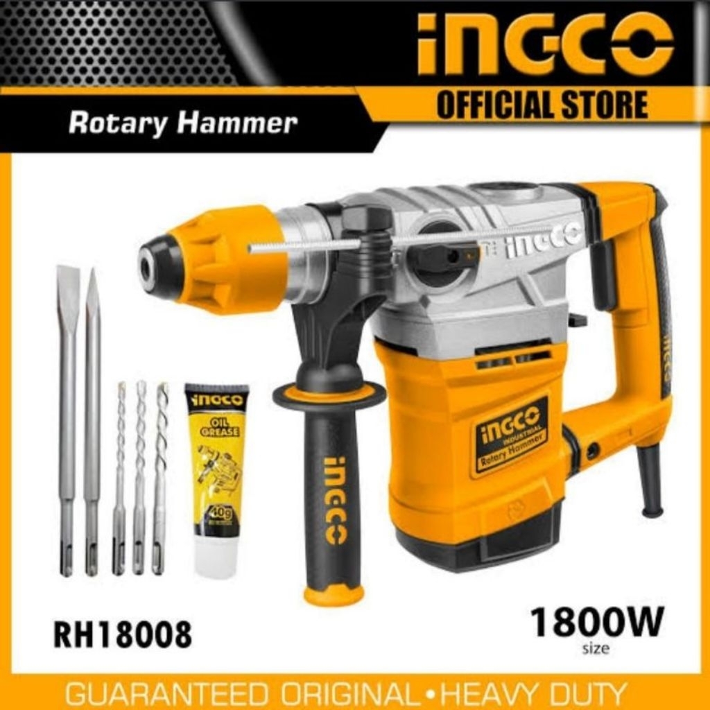 MESIN ROTARY HAMMER 36MM INGCO RH18008  MESIN BOR BETON MESIN BOR BOBOK TEMBOK INGCO RH 1800