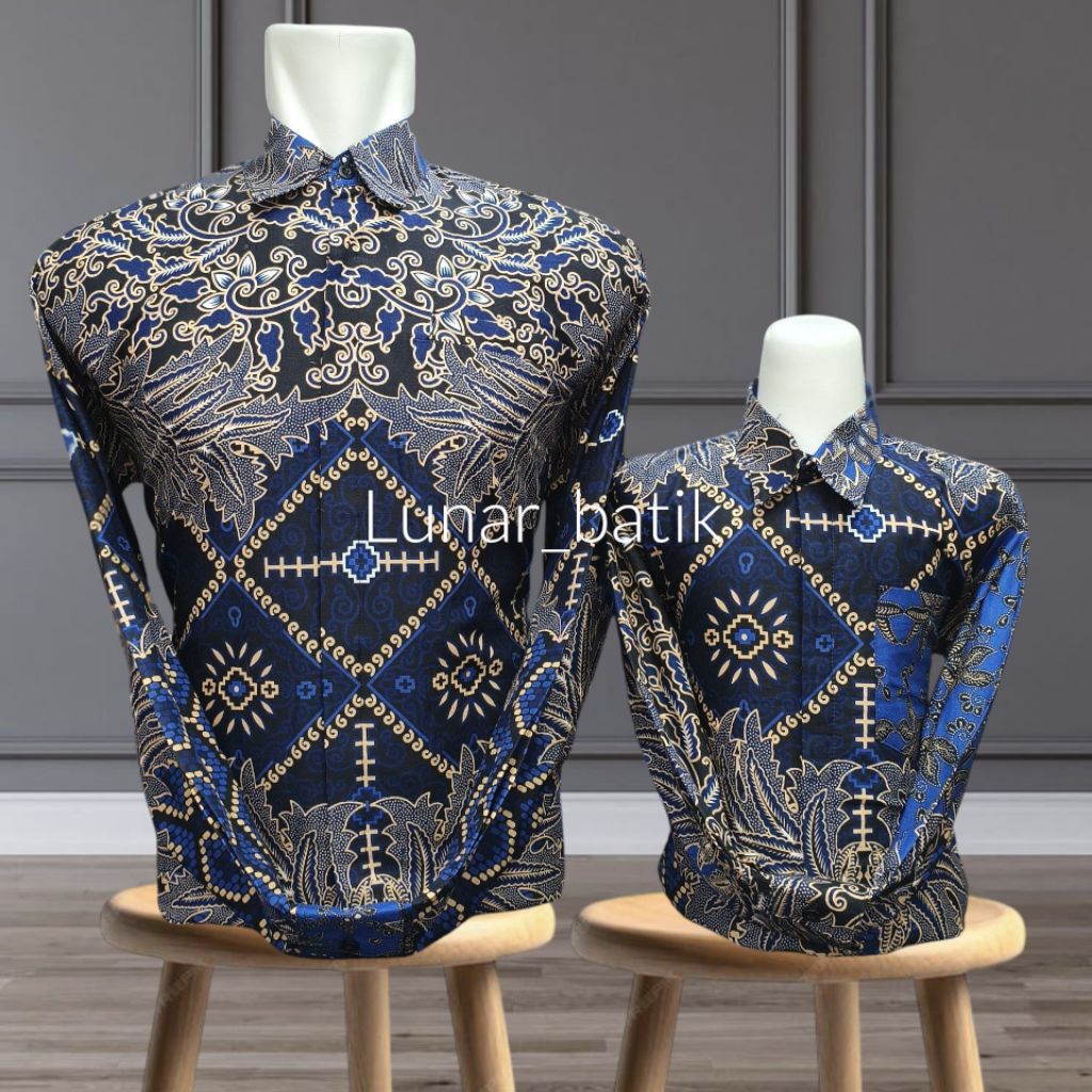 Batik Couple Ayah Dan Anak Katun Solo Premium Batik Lengan Panjang Pasangan Bapak Anak
