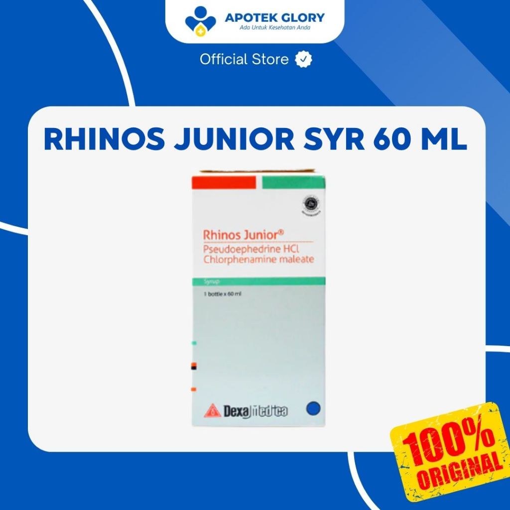

Rhinos Junior Sirup 60 ML/MERINGANKAN FLU ANAK / RHINOS JUNIOR Sirup