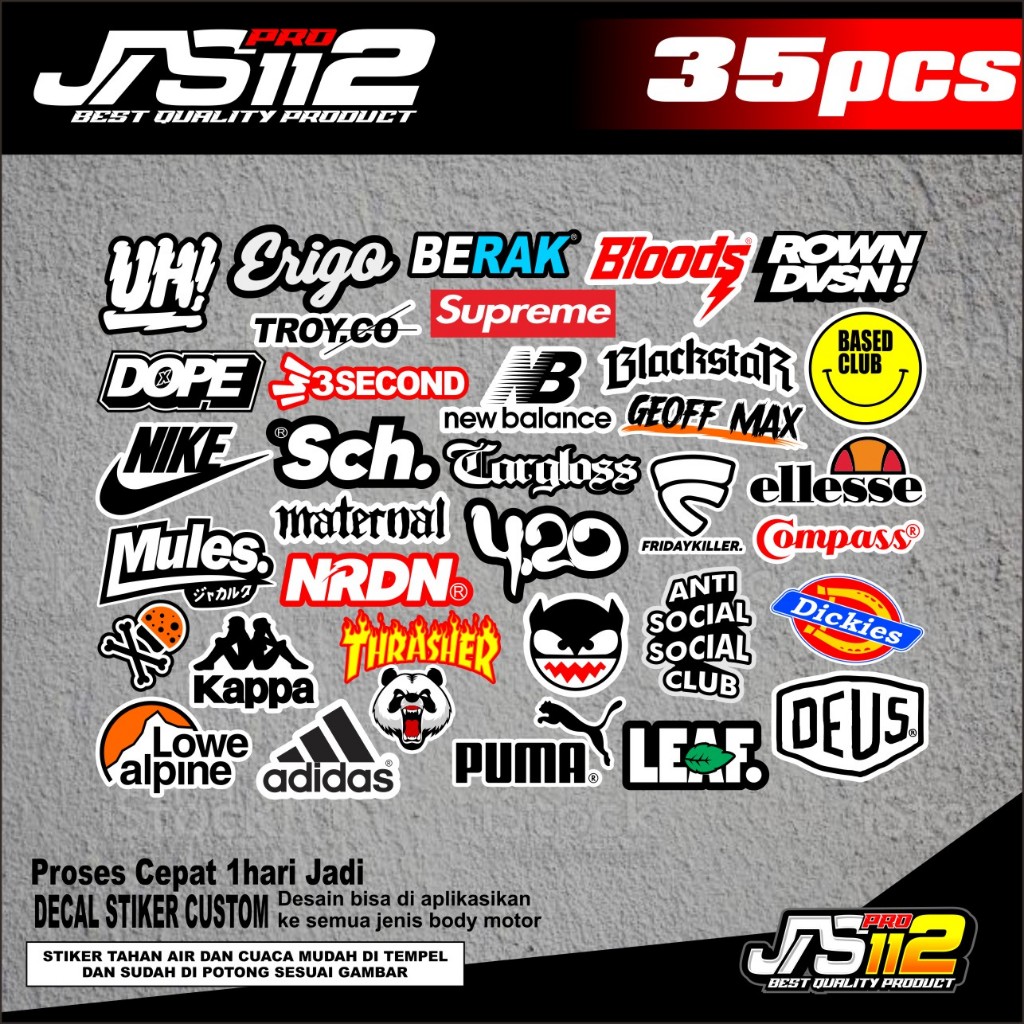 

STIKER PACK PAKET 35PCS KATA -KATA GOKIL KATA -KATA BRAND RACING TEAM JOKI DRAGG